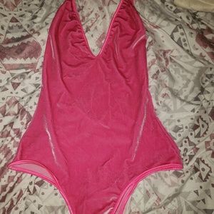 Neon pink mesh onesie